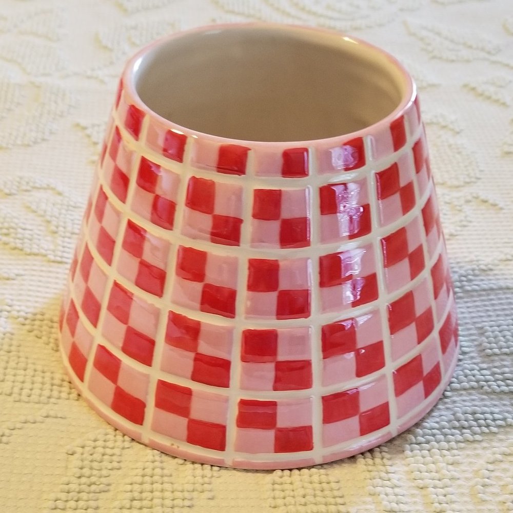 Pink and Red Checked Candle Shade